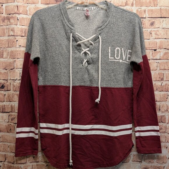 No Boundaries Long Sleeve Shoe String Lace Up Top Size XS - Picture 1 of 7